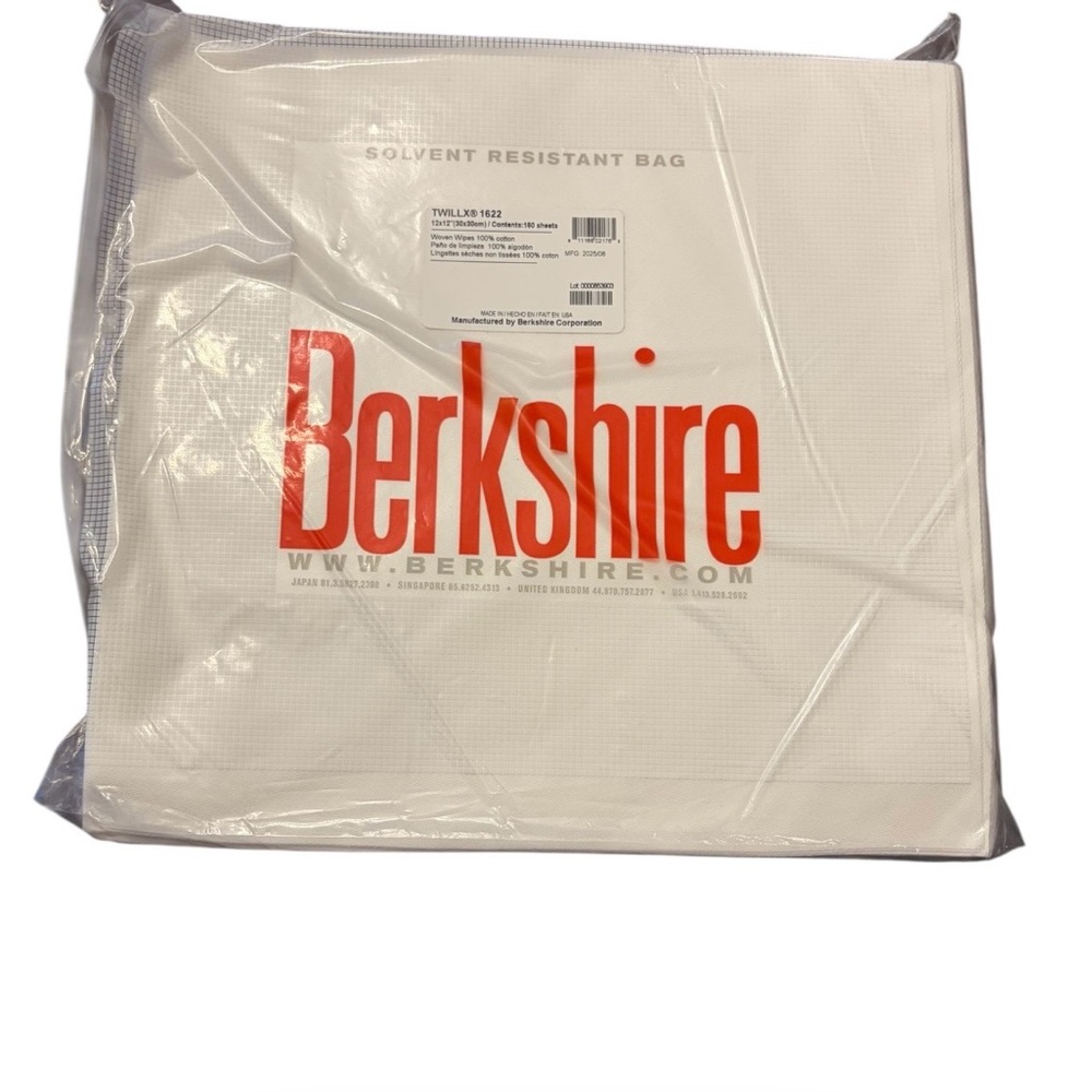 Berkshire 1622 Woven Cotton Cleanroom Wipes 12” x 12” 150 pcs. NWT